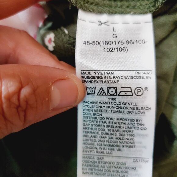 Gap Olive green floral wrap dress Size Large NWT Missing Belt - Picture 8 of 9